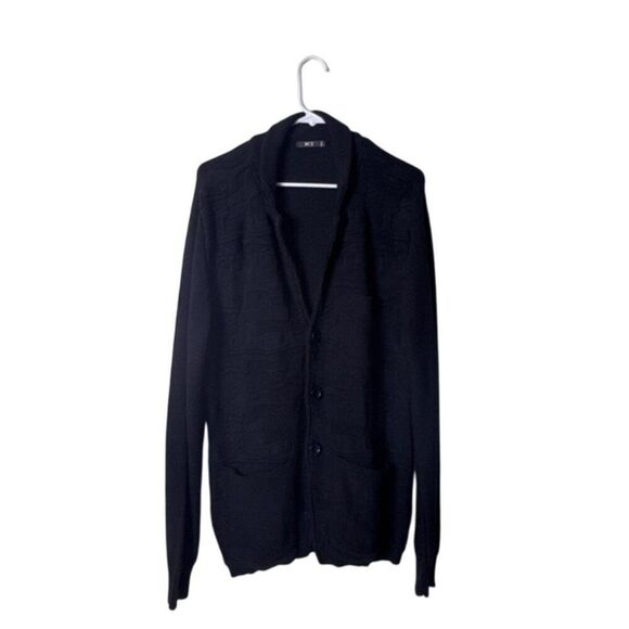 MCR Mens Black Cardigan Sweater With Button Closure & Pockets - Picture 2 of 8